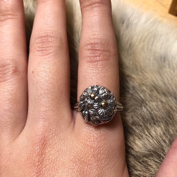 14k gold and sterling silver Stephen Dweck floral daisy ring